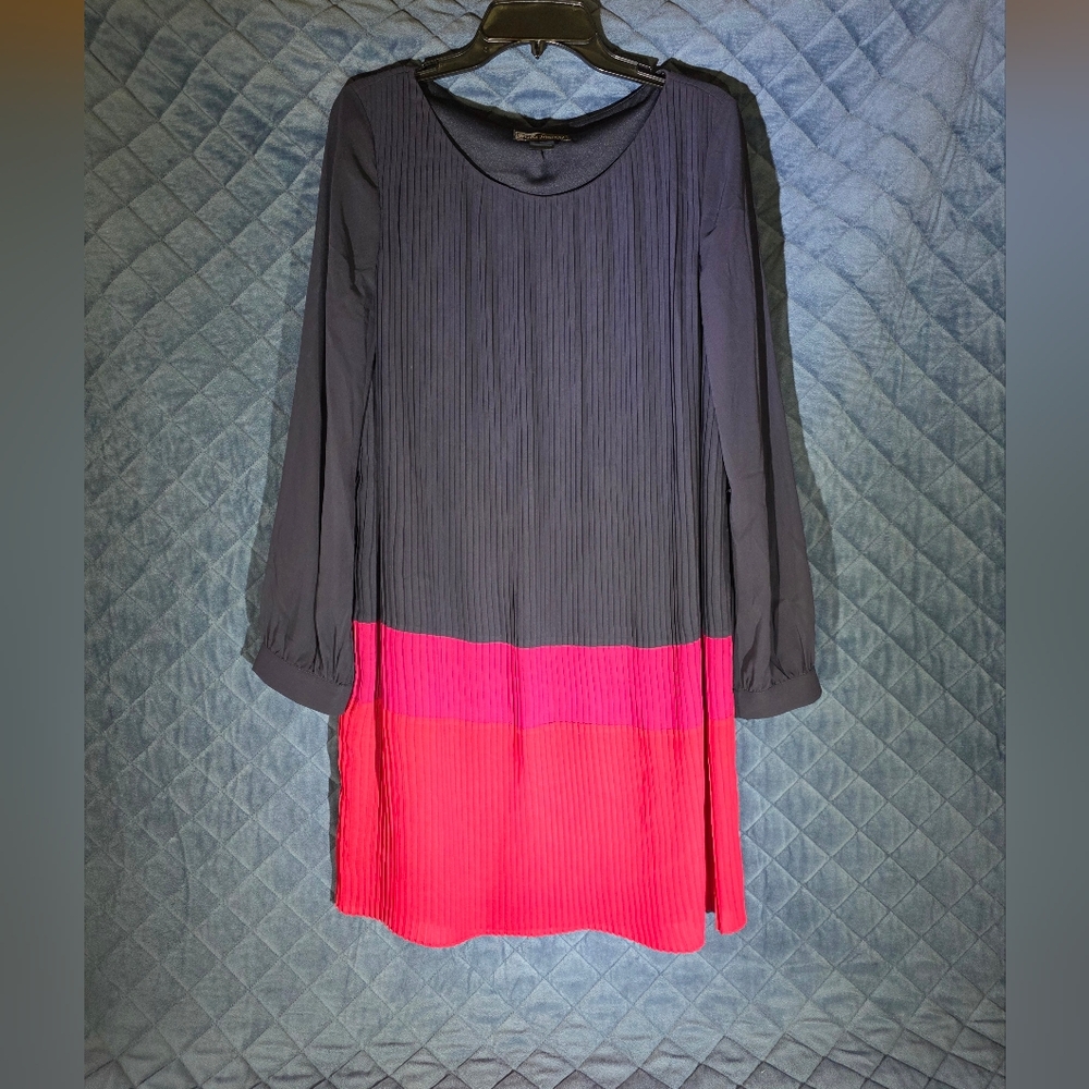 Jessica Howard Elegant Tri Colored Pleated Shift Dress Sz 14